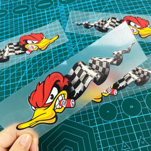 1Pair Angry Duck with Cigar Cartoon Funny Motorcycle Stickers for Motorbike Fuel Tank Scooter Car Window Rear Bumper Vinyl Decal