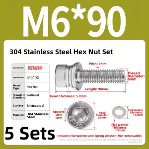 BAIRUITE | Stainless Steel 304 Screw Set Cup Head Bolts and Spring Washer Combination