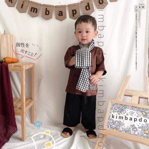 Bộ bà ba áo Nâu quần Đen chất lụa mềm mại mặc đi chơi đi học hay mặc ở nhà cho bé