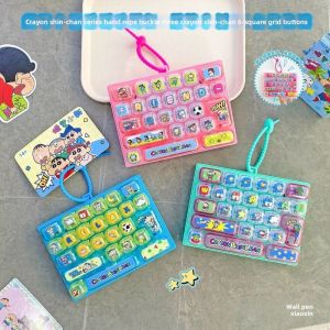 Bandai | 26-key Crayon Shin-chan Keyboard Keychain Stress Relief Toy Student Bag Charm CoupleBag Decoration Keychain Anime Figure Cosplay
