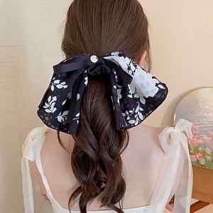 Ikat Rambut Pita Besar Wanita Korea Scrunchie Motif Bunga Aksesoris Rambut Wanita Hello Girl KCR13