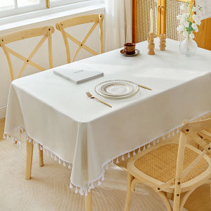 Waterproof Oil-Resistant Heat-Resistant No-Wash Linen-Cotton Tablecloth
