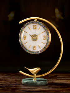 Bronze Table Clock Living Room Home Use Clock Tabletop Clock Creative New Chinese Style Clock Table Decorative Item Battery Powered