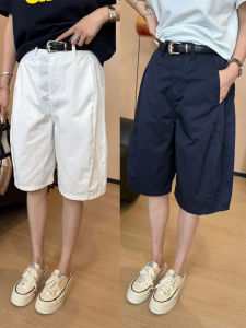 Shalldoer | White Flower Bud Workwear Shorts Women Summer Thin Large Size Loose Slimming Quick Dry Five-Quarter Wide Leg Mid-Pants