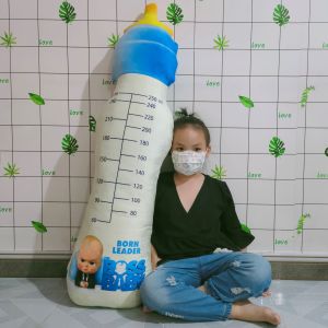 GỐI ÔM DÀI HÌNH BÌNH SỮA BOSS  BABY LOẠI LỚN 1 MÉT 100% GÒN AN TOÀN CHO BÉ ẢNH THẬT
