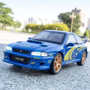 1:32 Subaru Impreza Model Toy Sports Cars Alloy Diecast Miniature Supercars Sound Light Doors Opened Pull Back for Kids Gifts