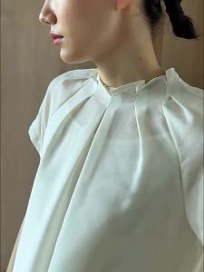 hacikis | Embroidered Pleated Ruffled Collar Breathable Linen Shirt