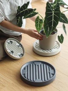 Otis Movable Functional Round Plant Pot Tray with Wheels | Big Planters Tray | Heavy Duty Pot Tray | Indoor Outdoor Use | Gardening | Speckled Space