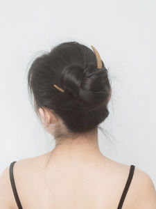 Zang Another Snow New Moon Hairpin Green Sandalwood Original Moon Double Tip Classical Hair Braiding Accessories Semicircle Curved Womens Hairpin