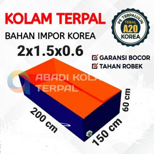 Terpal kolam ikan kotak ukuran 200x150x60/2x1.5x0.6 bahan korea