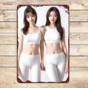 CIFbuy | Vintage Pin-up Girl Đỏ Chấm Bi Đầm Retro Kim Loại Tín Hiệu Dán Tường Nghệ Thuật Trang Trí Hình Chữ Nhật Hình Trang Trí Nhà