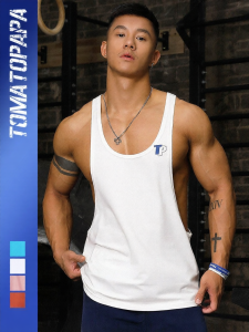 TOMATOPAPA | Geometric Letter Print Sleeveless Fitness Vest Tank Top