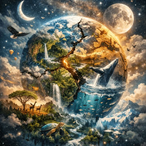Huacan Diamond Painting Fragmented Planet Ecological World Diamond Mosaic Landscape New Collection Decorative Paintings