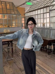 Neee Denim Short Coat for Women Spring & Fall New Arrival K-style Loose Washed-out Small Retro Fashionable Elegant Top Women