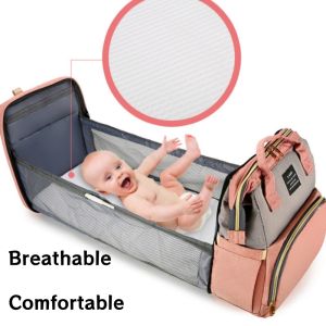 Travel Baby Bag Crib 2-In-1 With Shade Mosquito Net Multifunctional Diaper Bag Mommy Backpack Hospital Maternity Bag