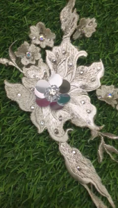 1pcs 3D Flower Sequins Embroidery Flower Patch Sequins Flower Rhinestone Flower Crystal Flower DIY Cloth Sew Applique