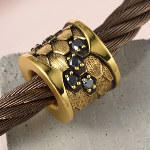 Chow Sang Sang 周生生 999 24K Gold Noir Bold Black Diamond Charm Bracelet for Women & Men 95489C ICONIC (Bracelet Not Included)