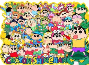 Bandai | DIY 5D Diamond Painting Crayon Shinchan and Friends with Action Kamen Robot Cartoon Art for Home Wall Decor Ideal Gift