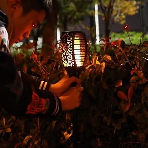 51 LED Solar Flame Lamp Waterproof LED Solar Torch Lights with Flickering Flame for Outdoor Garden Landscape Driveway Yard