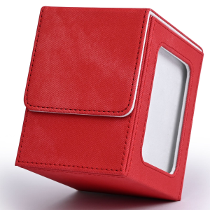 กล่องใส่การ์ดพร้อมหน้าต่างแสดงผล กล่องเก็บการ์ดซื้อขาย บรรจุการ์ดแขนเดียวได้กว่า 120 ใบ กล่องใส่การ์ดเดนิมหนัง PU สําหรับ TCG