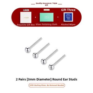 Lnieer | Ear Hole Nourishing 999 Sterling Silver Earrings Round
