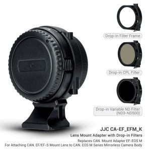 JJC Auto Focus Lens Mount Adapter Converter With Drop-in CPL Filter and Variable ND filter (ND3-ND500) For Canon EF/EF-S Lens To Canon EOS M50 M50 MarkII M6 M6 MarkII M100 M200 and More M Series Mirrorless Cameras Replaces EF-EOS M
