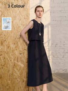 3COLOUR·S | Summer New Round Neck Fake Two-Piece Sleeveless Leisure Dress