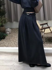Slimming High Waist A-Line Skirt Pure Color Versatile Simple Style Large Skirt Autumn New Arrival Womens Mid-Length Skirt