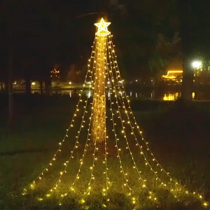 350LED Christmas Tree Waterfall String Light Outdoor Garden Five Pointed Star Hanging Curtain Light