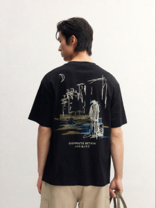 Jack Jones | Hand-Painted Stripe Letters Loose Short Sleeve T-Shirt