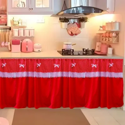 Gorden kolong dapur polka polos renda love