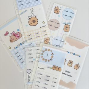 A6 Fun Money Storage Bag Cash Storage Cute Capybara Coloring Loose Leaf Organizer Creative Coin Purse Festival Supplies