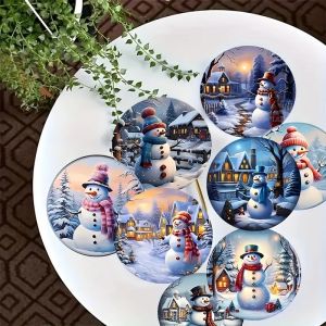 8 pieces/sets of Christmas-style patterned wooden anti-slip coasters suitable for bar and cafe decoration anti-slip coasters
