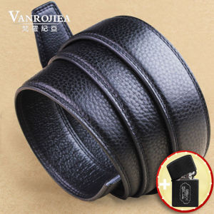 Thắt Lưng Da Nam Không Mang Thắt Lưng Không Đầu Dây Thanh Niên Da Bò Nguyên Chất Da Bò Lớp Đầu Khóa Tự Động Nam Trung Niên Không Cài 3.5Cm