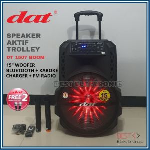 SPEAKER AKTIF PORTABLE 15 INCH DAT DT 1507 DT1507 DT-1507 BOOM BLUETOOTH SPEAKER TROLLEY