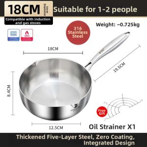 Electromagnetic Stove Compatible 316 Stainless Steel Food Grade Small Cooking Pot