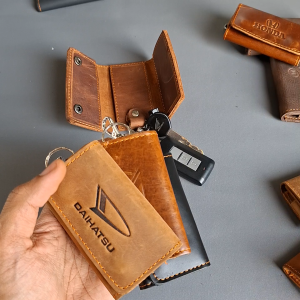 Dompet gantungan kunci mobil daihatsu kulit asli tahan bakar