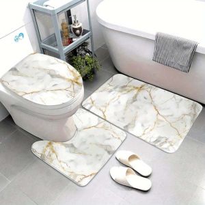 VIKAMA Minimalist Light Luxury Three Piece Set Bathroom Floor Mat Water Absorbing Anti slip Bathroom Carpet Home Decoration