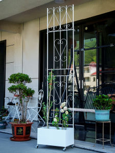 Iron Art Vineyard Stand Grid Windmill Jasmine Climbing Balcony Flower Stand Iron Wire Garden Support Self-Contained Bucket