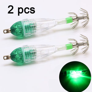 2 pcs fishing lights with hooks underwater LED flashing lights to attract squid at night bait lights squid water lights