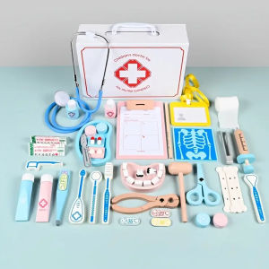 Childrens wooden makeshift home simulation medicine box doctor set nurse boy girl baby role-playing toy