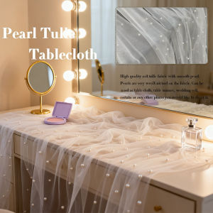 White Pearl Tulle Soft Smooth Pearl Mesh Table Runner， Wedding Dress Clothes Veils DIY  Wedding Arch Dessert Table Decoration