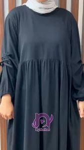Ghina Midi Dres Kaos Combed Gamis Busui Wanita Kekinian Gamis Serut