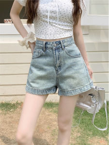 High Waisted A-Line Wide Leg Denim Bluejeans Women Loose Comfortable Versatile Summer Leisure Tapered Shorts Riding Elegant