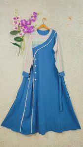 gamis anak tanggung crinkle garis