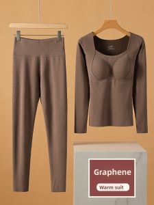 ZISU | Graphene Thermal Underwear Set For Women With Chest Padding Long Sleeve