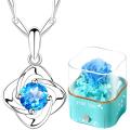 Clover Design 999 Sterling Silver Topaz Necklace. 