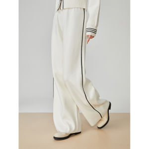 XIAODADEHUA | White V Neck Knit Cardigan and Casual Pants Set