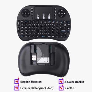 Kebidumei | KEBIDUMEI Mini Wireless Keyboard with Scroll Wheel Touchpad  8 Color Backlit BT 2.4G Dual Mode Air Mouse Remote for PC TV Box