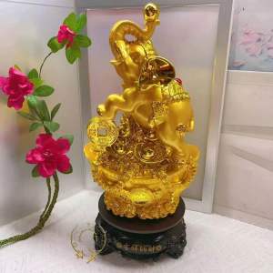 Golden Feng Shui Rotating Elephant Lucky Charm Ornament